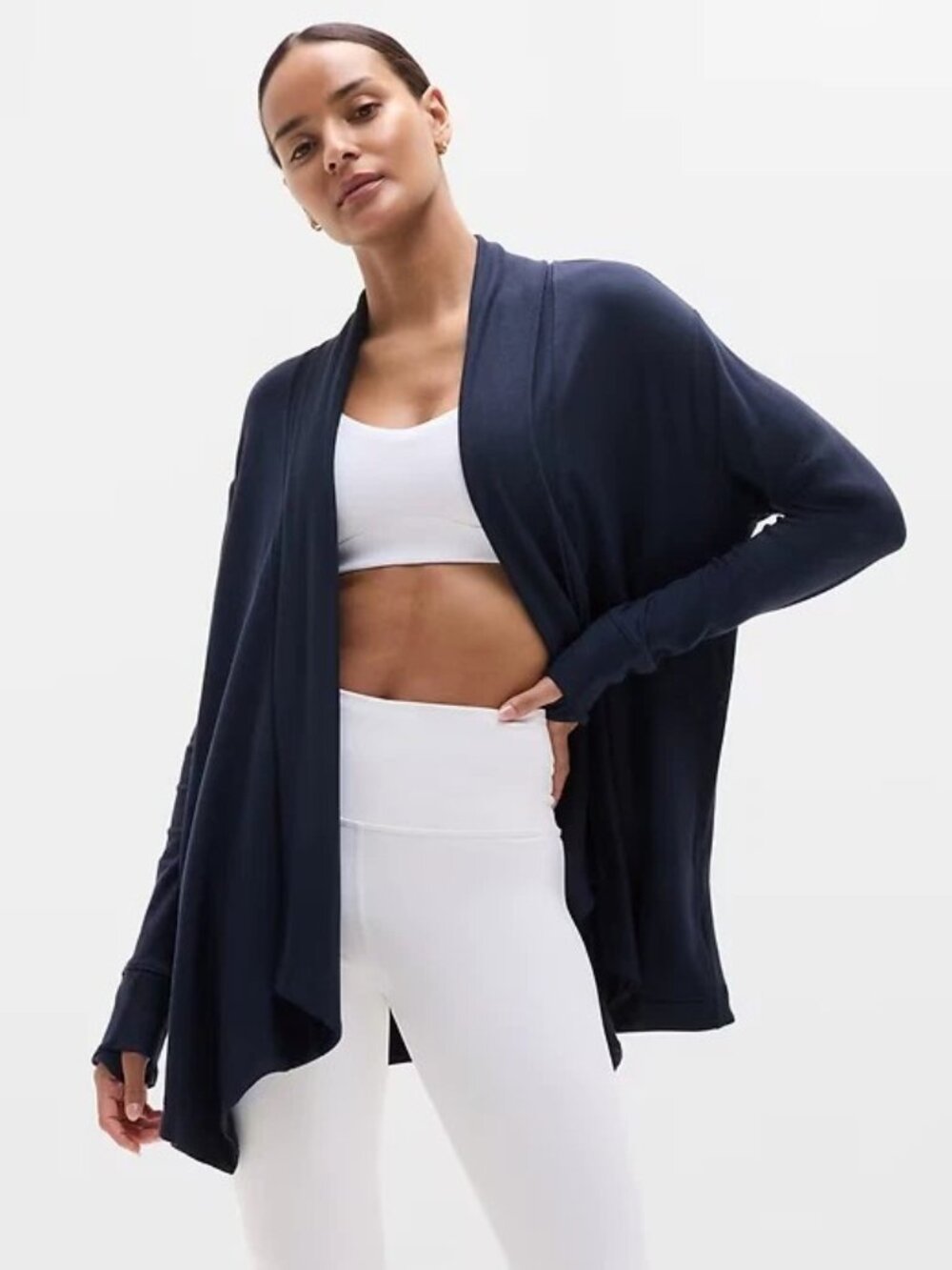 Athleta Nirvana Pranayama Wrap Cardigan Navy Open Front Plus Size 2X